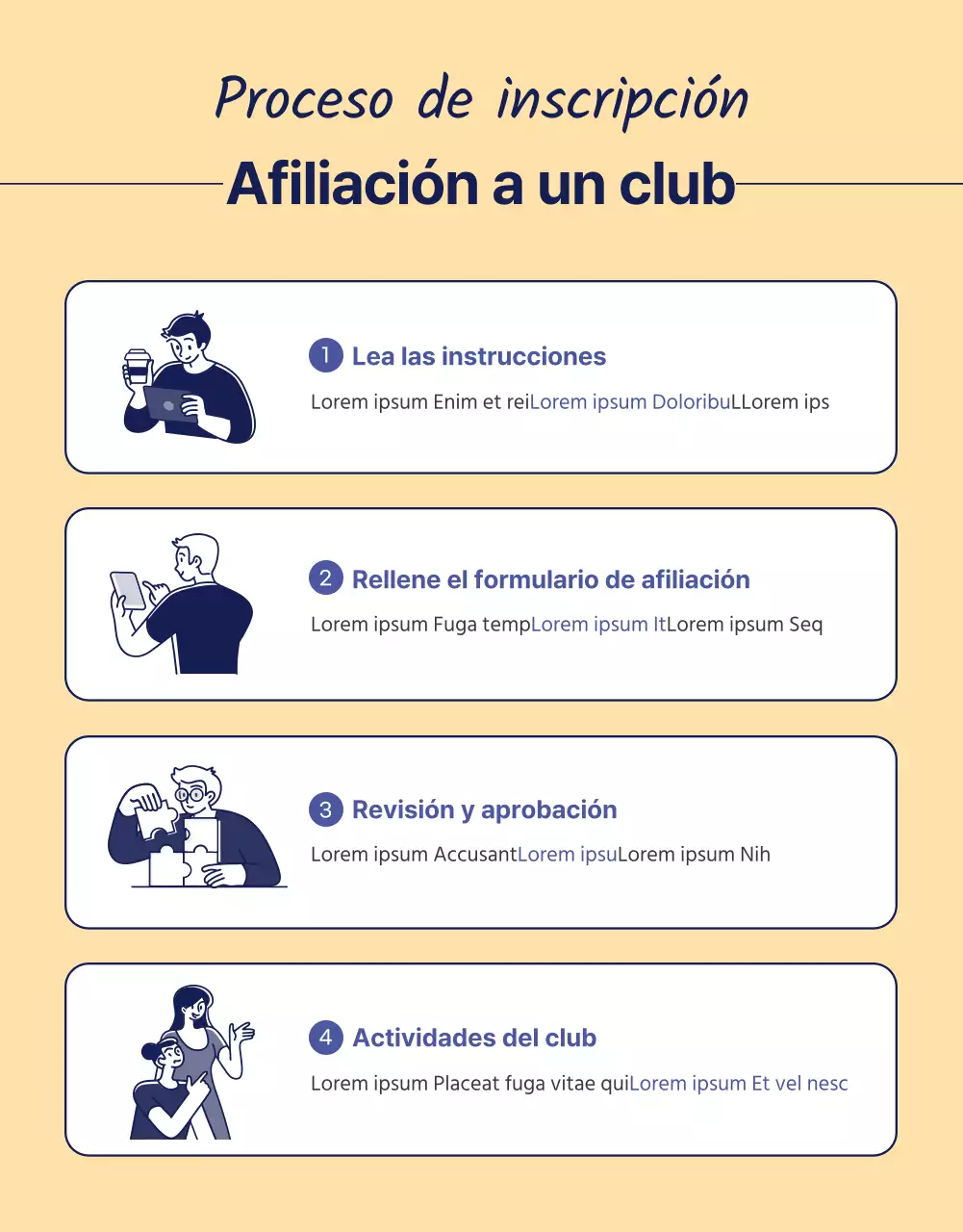 Ilustración de un entorno de cotrabajo morado y amarillo