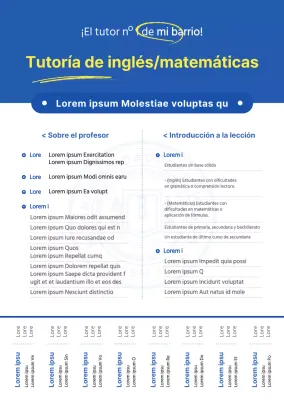 Estilo sencillo y llamativo en azul y amarillo para información y promoción de tutorías profesionales