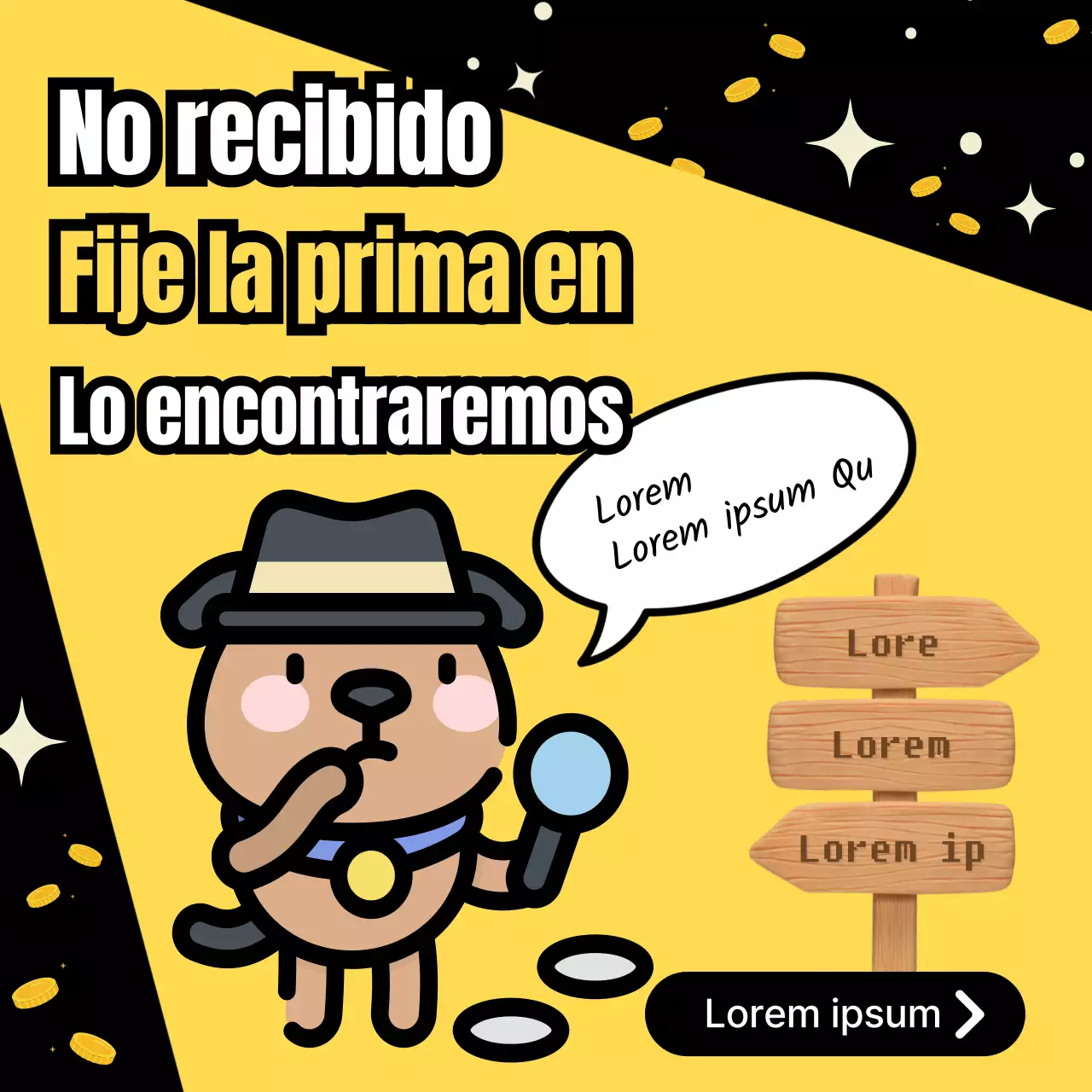 Ilustración en amarillo y negro para promover las reclamaciones de seguros