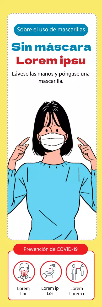 No entre sin una máscara amarilla ilustrada