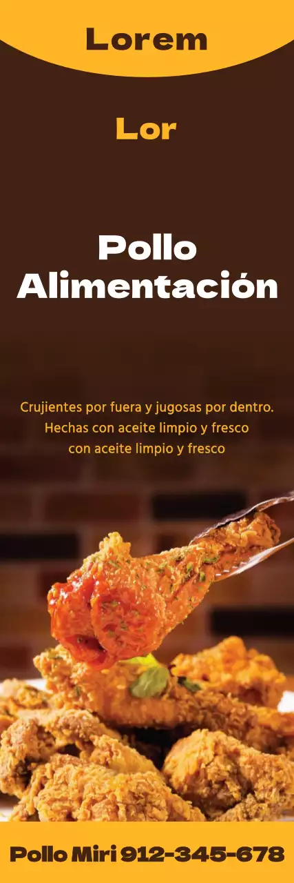 Promocionar restaurantes de pollo con contrastes marrones y amarillos