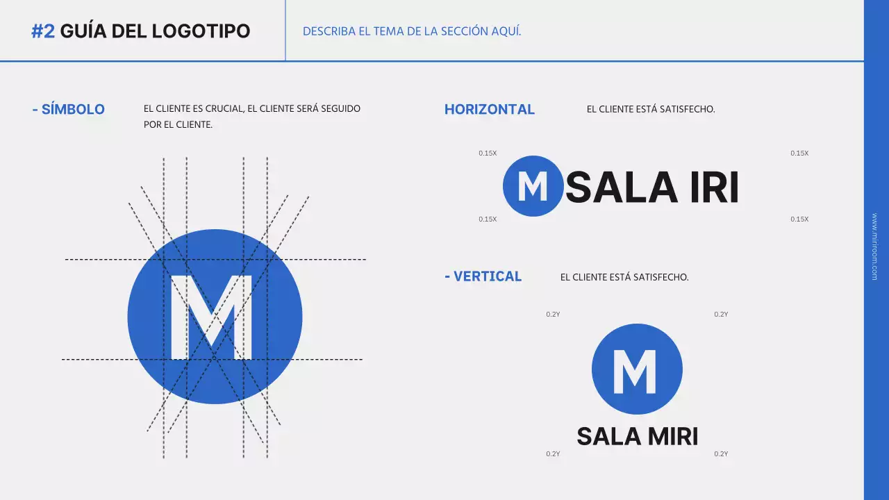 Presentación sencilla de la marca en azul y negro