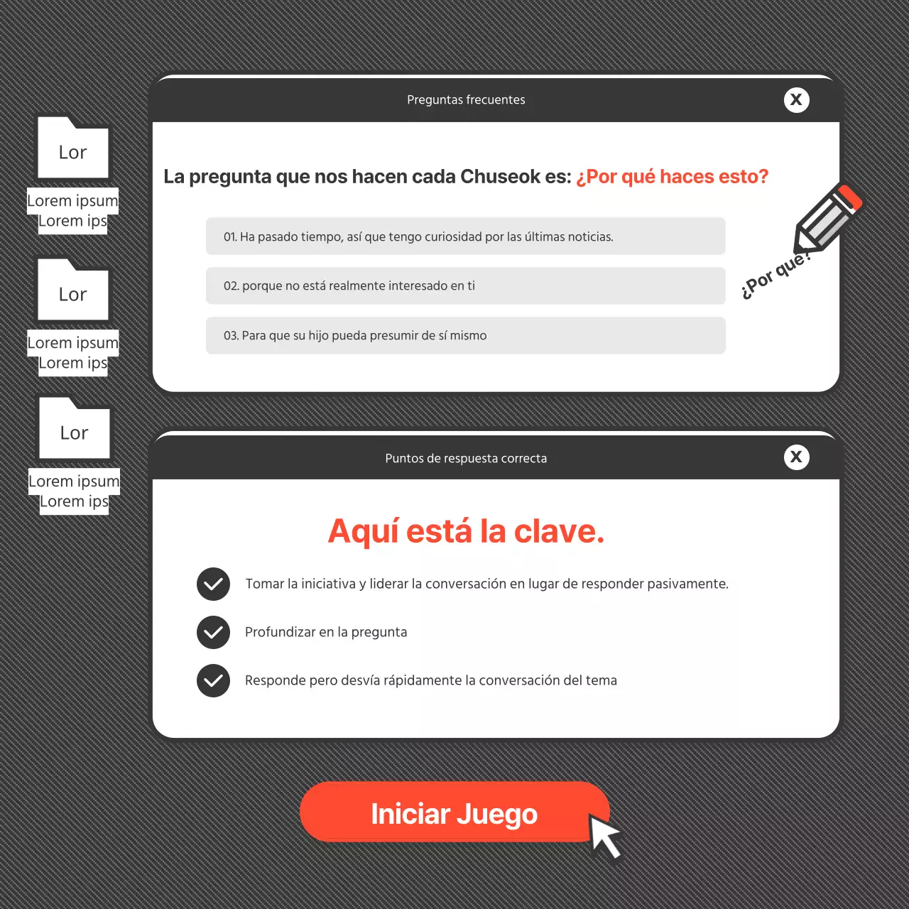 Tarjeta navideña Obon en formato de juego gris oscuro y naranjaNoticias