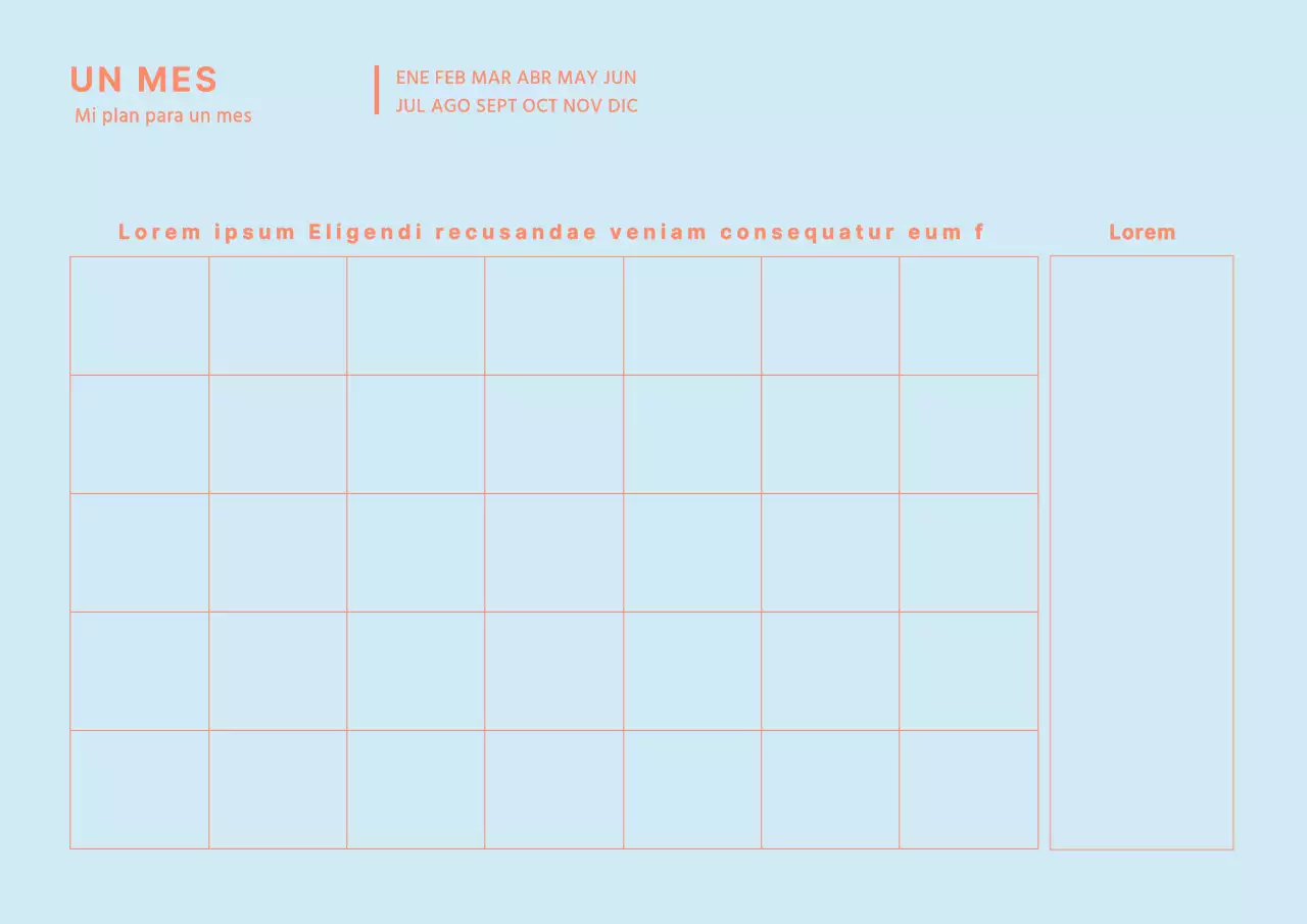 Planificador diario de concepto sencillo en azul claro y naranja