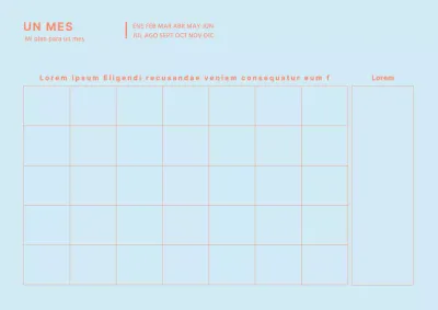 Planificador diario de concepto sencillo en azul claro y naranja