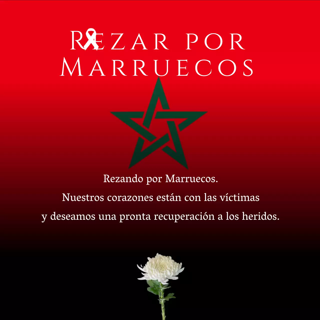 Un sencillo post negro y rojo de oración y recuerdo por la recuperación de Marruecos tras el terremoto