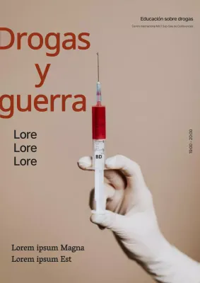 Cartel antidroga en beige-rojo