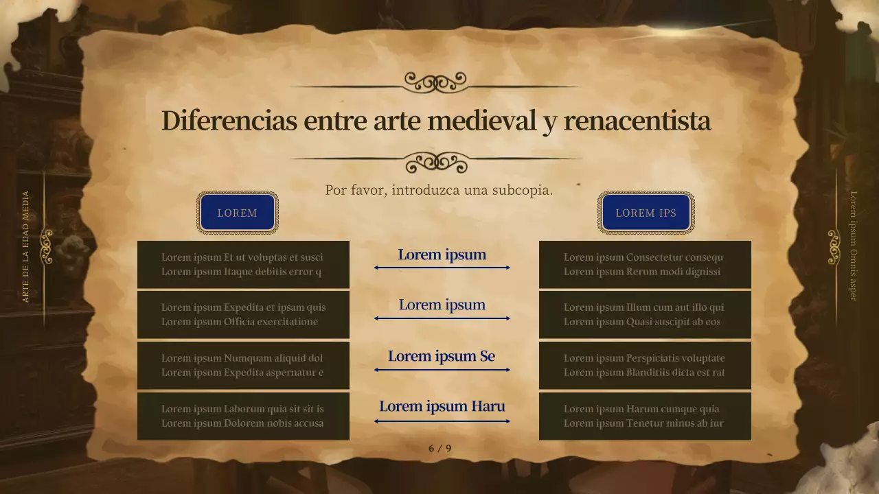 Arte medieval enmarcado en marrón para dar un aspecto elegante al material promocional