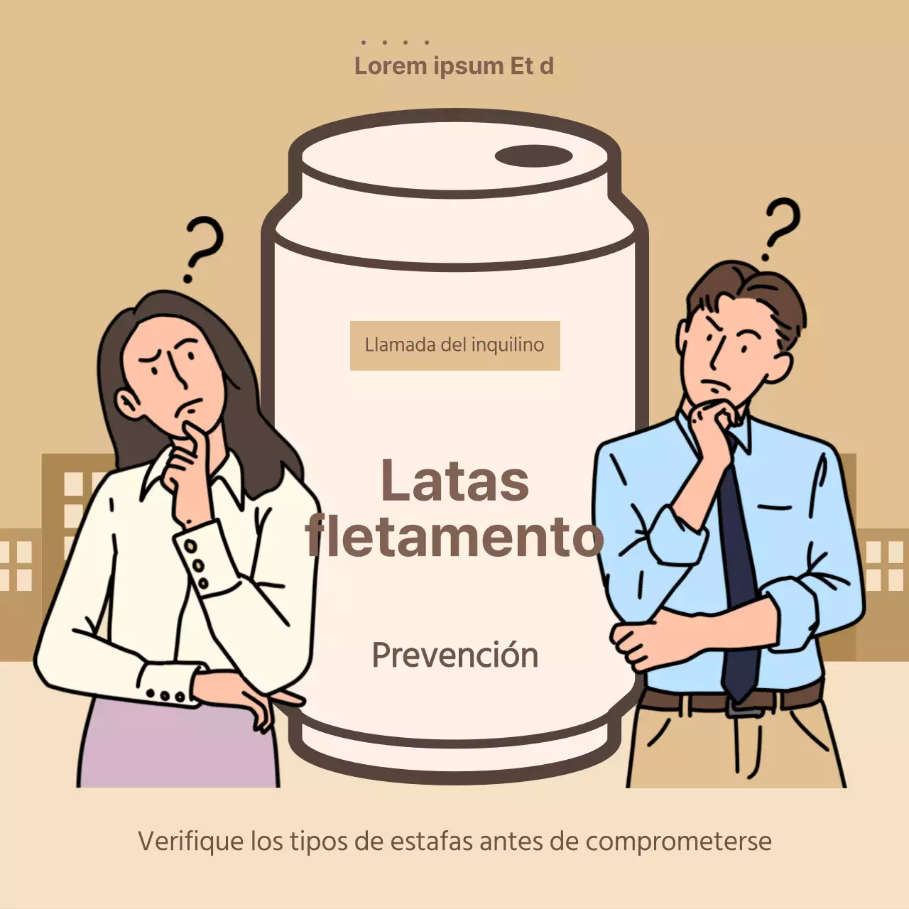 Beige y azul claro ilustración concepto lata estafa charter