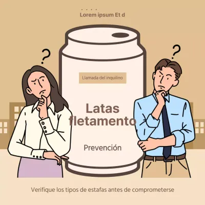 Beige y azul claro ilustración concepto lata estafa charter