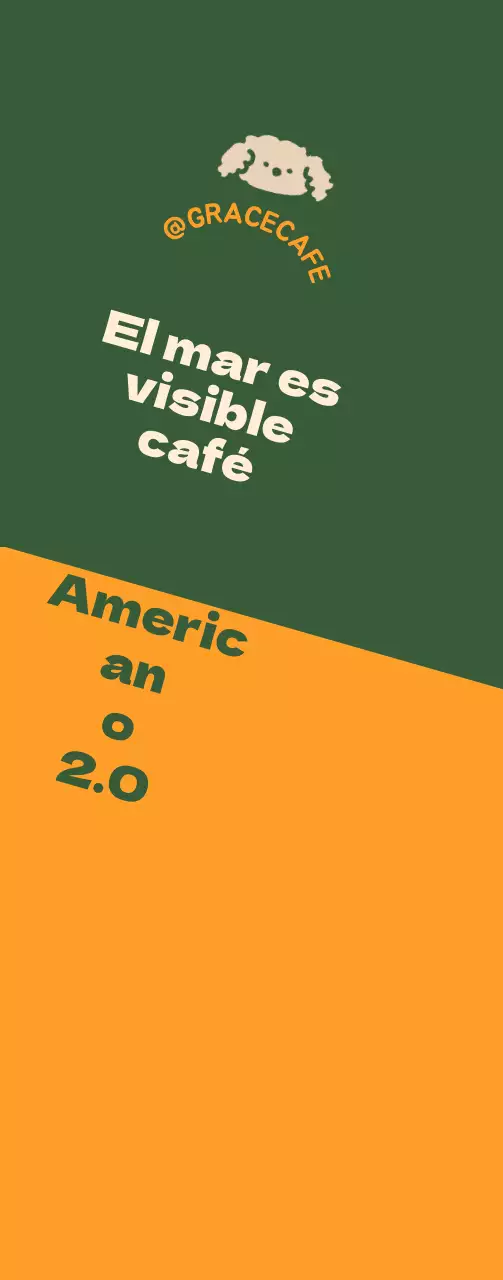 Una bonita guía de menús y promoción con el logotipo de una cafetería en verde y naranja.