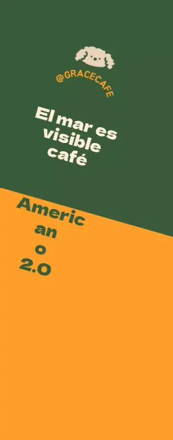 Una bonita guía de menús y promoción con el logotipo de una cafetería en verde y naranja.