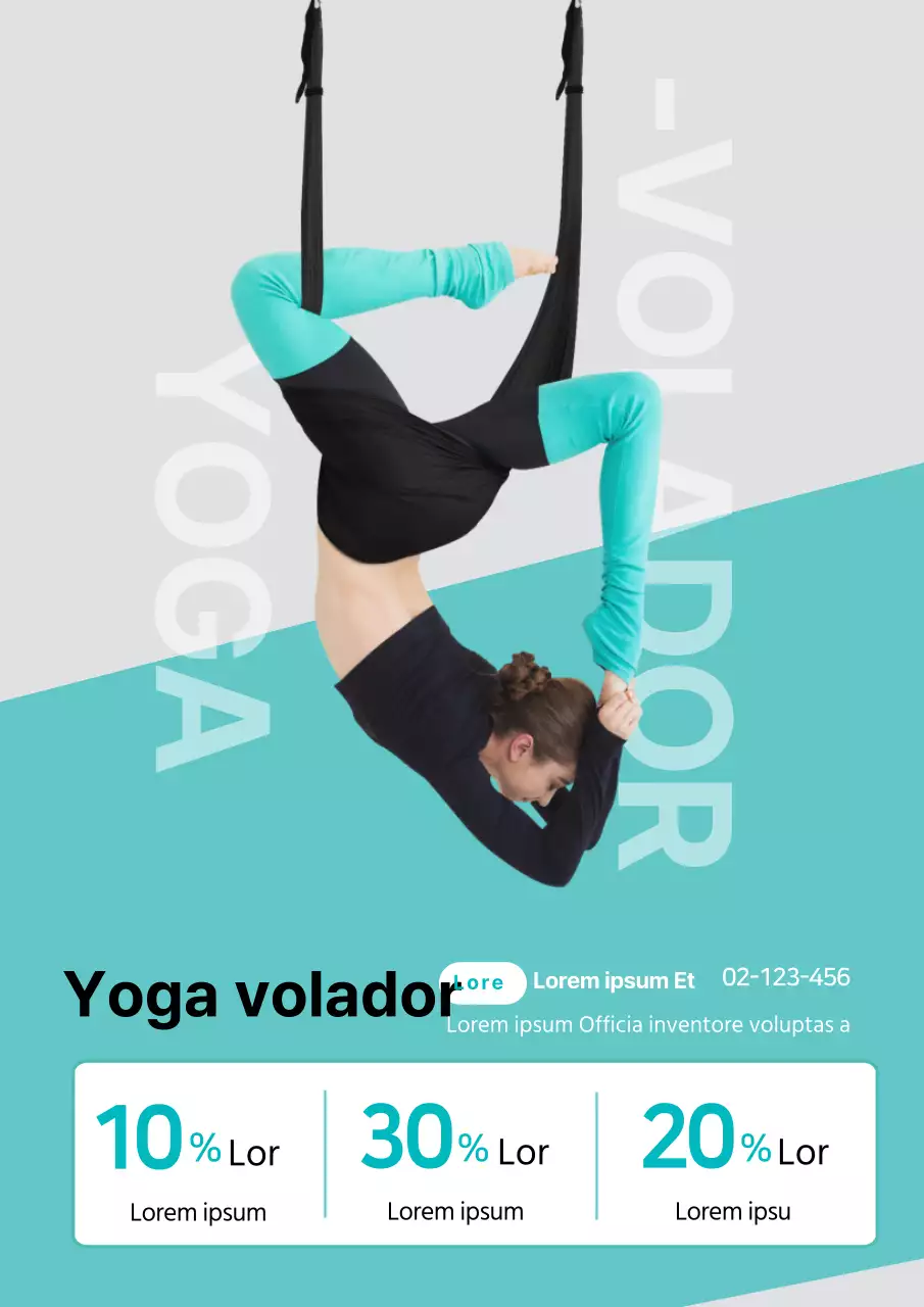 Sencillo banner promocional de yoga volador en color menta
