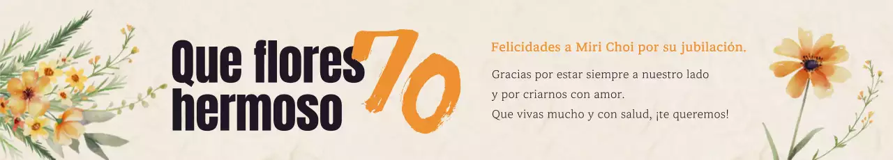 Celebración del septuagésimo cumpleaños de mis padres con un toque caligráfico y flores amarillas de acuarela