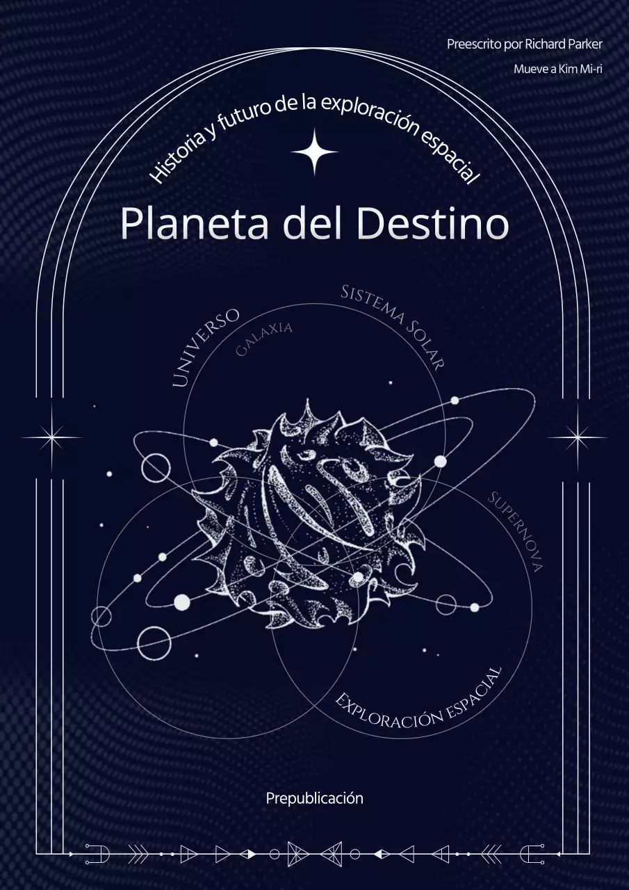 Azul marino Blanco Línea Ilustración Tema espacial