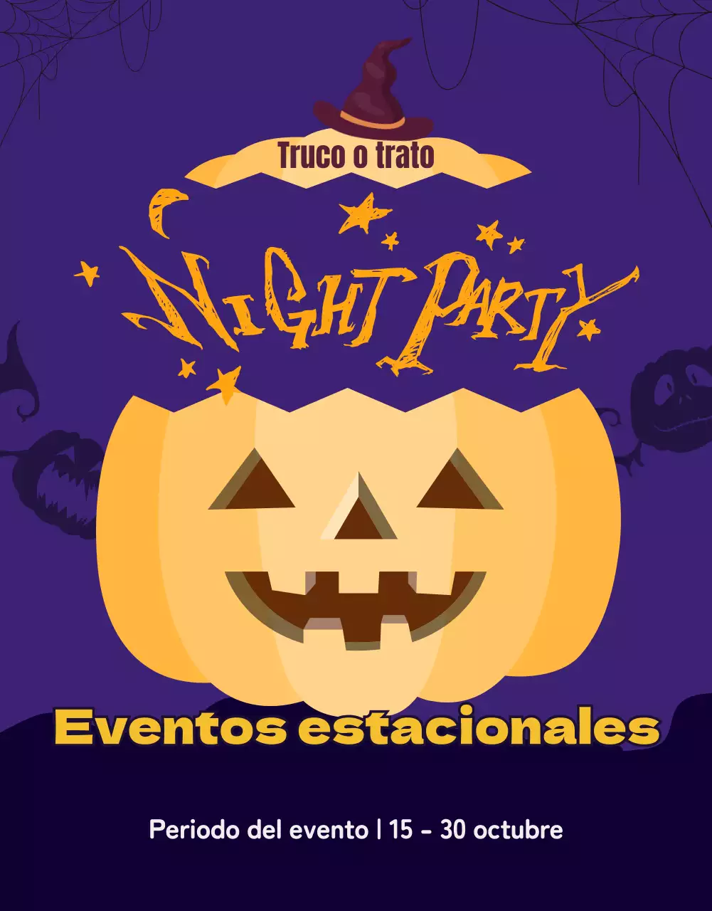 Cupón púrpura de Halloween Oferta de descuento