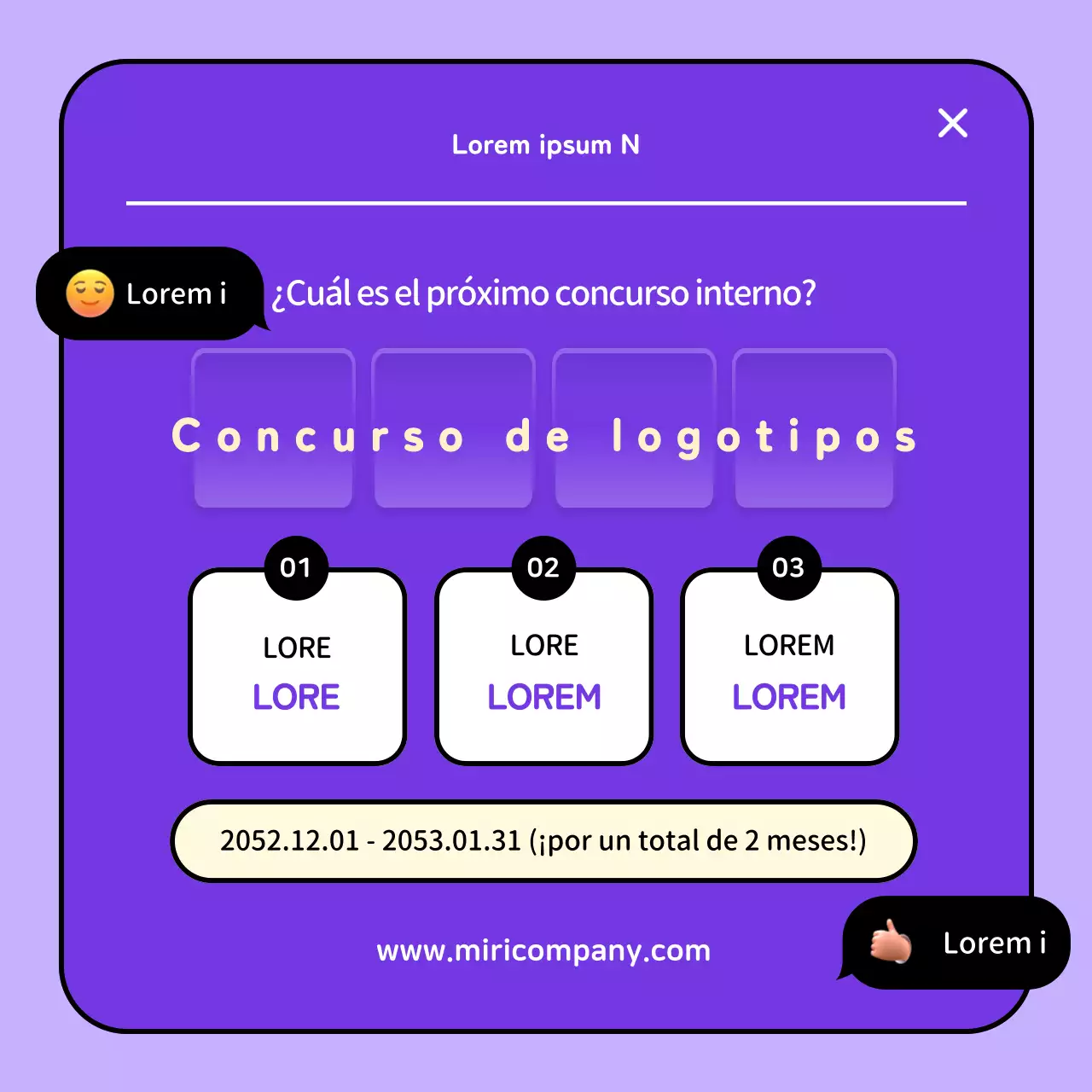El eslogan morado y amarillo ganador de nuestro concurso interno