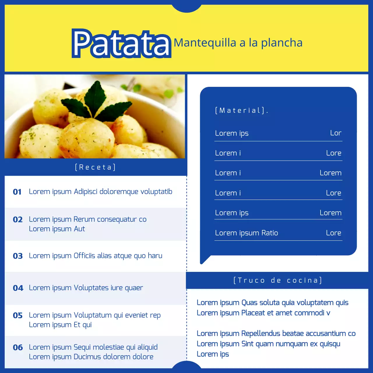 Amarillo y azul 3 minutos de curry parodia concepto plato de patatas recetario