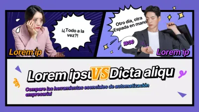 Miniatura de YouTube de una ilustración de dibujos animados de color morado en la que se comparan herramientas de automatización empresarial.