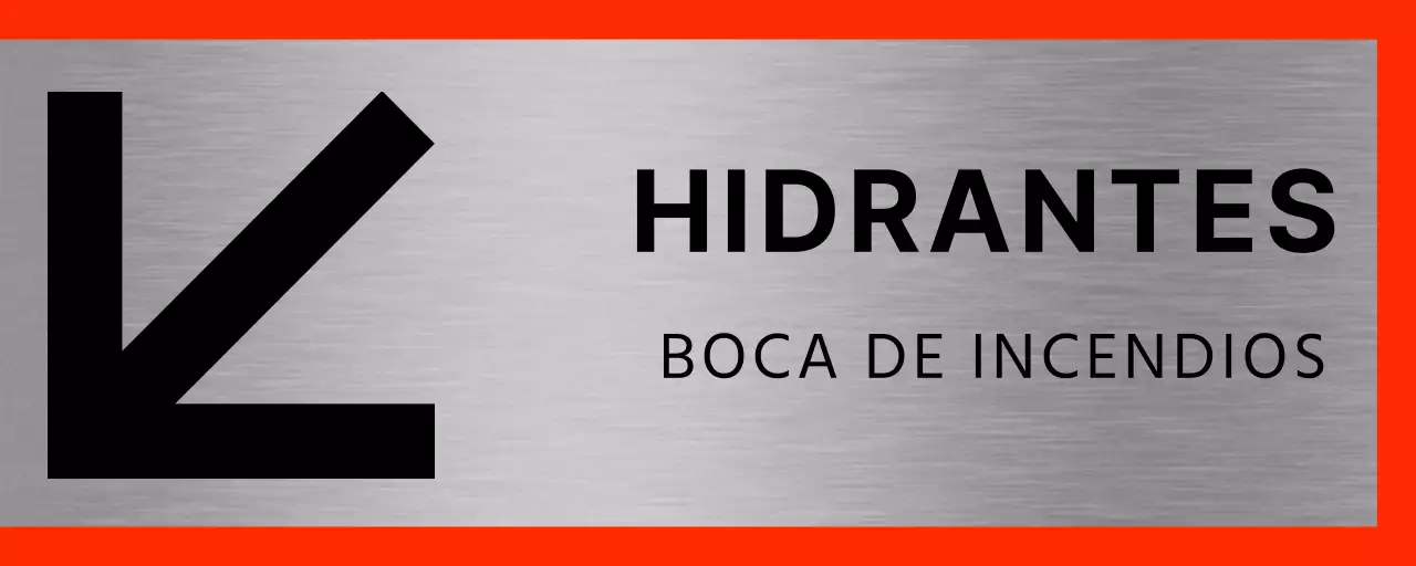 Ubicación de las bocas de incendios con grandes flechas negras y rojas