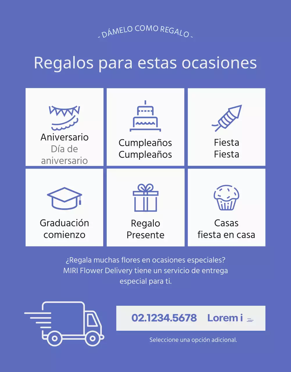 Tema de la invitación para la entrega de flores moradas