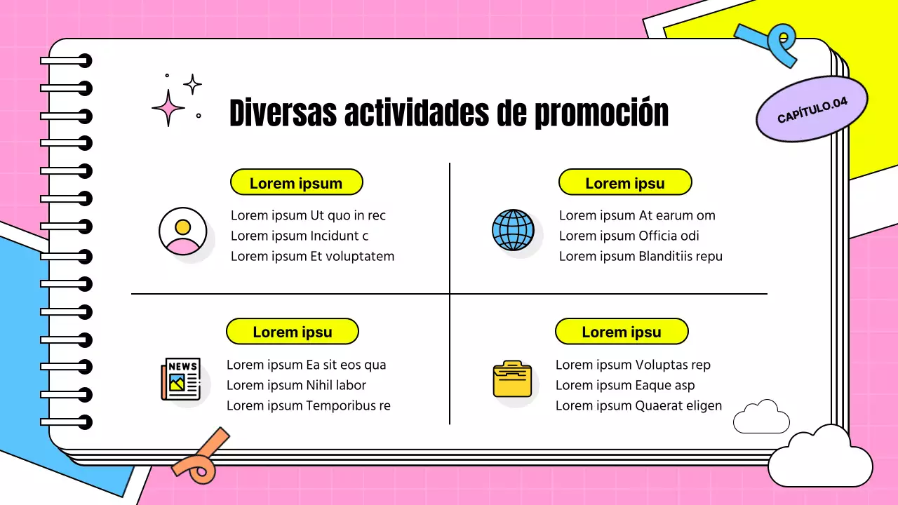 Presentación del testimonio de los simpatizantes en forma de nota kitsch en rosa y azul claro