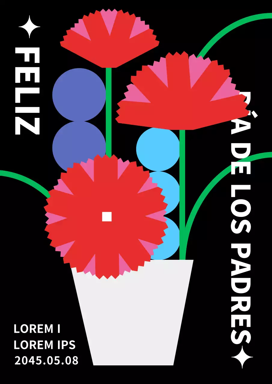 Pop Art Moderno Día de la Madre en Negro Rojo Colores Primarios