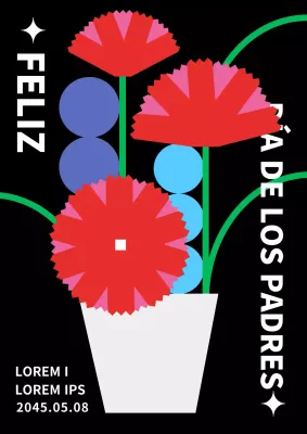 Pop Art Moderno Día de la Madre en Negro Rojo Colores Primarios