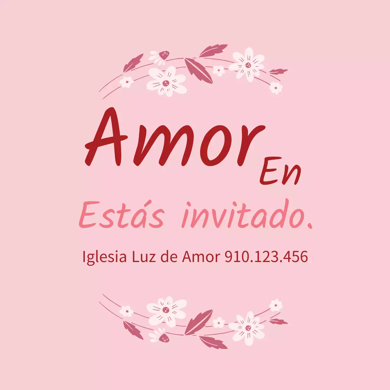 Caligrafía rosa papelería iglesia