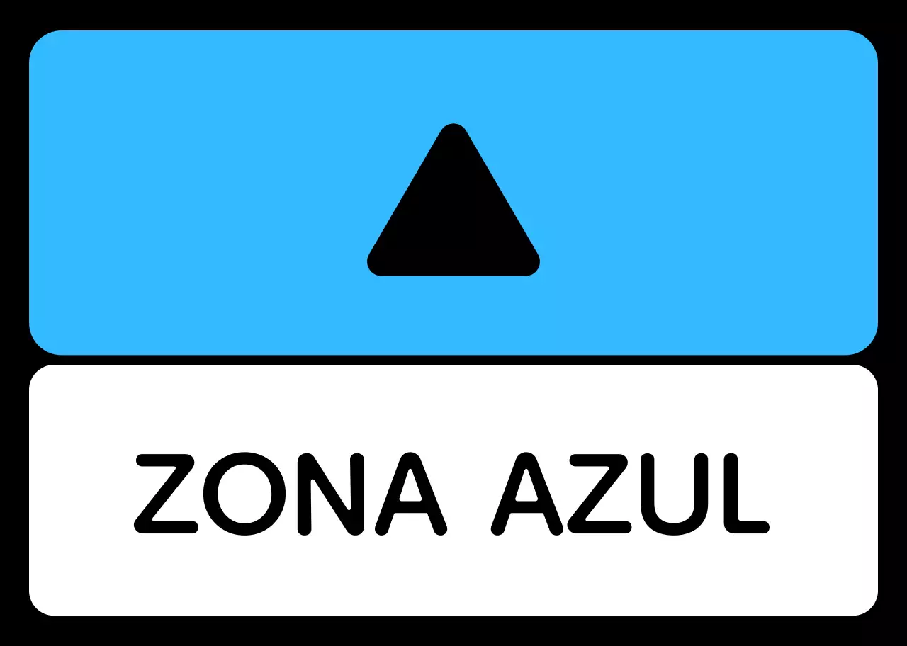 Una sencilla guía de zonas con texto de localización verde azul morado y geometría triangular cuadrada