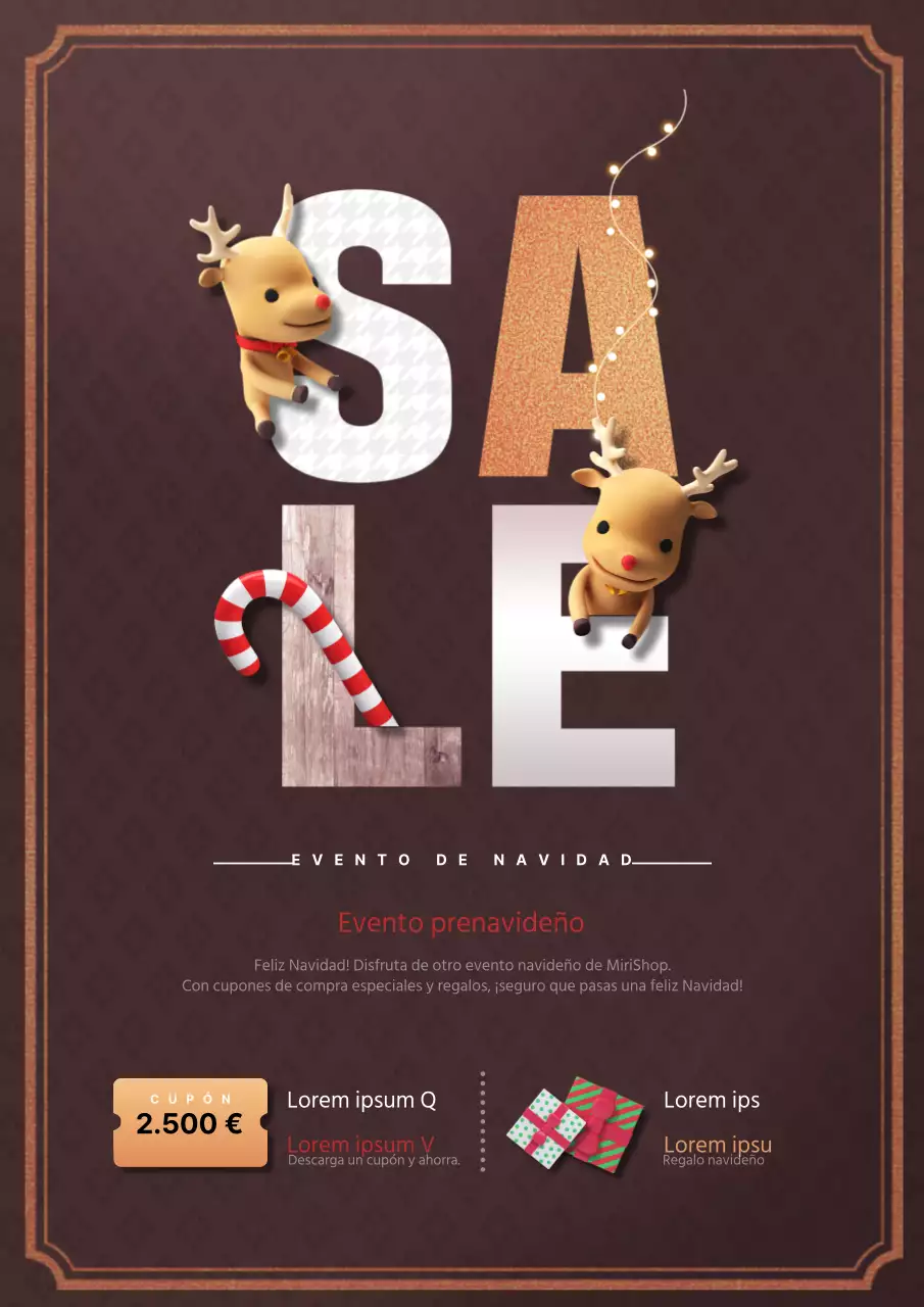 Simpática venta navideña con Rudolph vestido de marrón