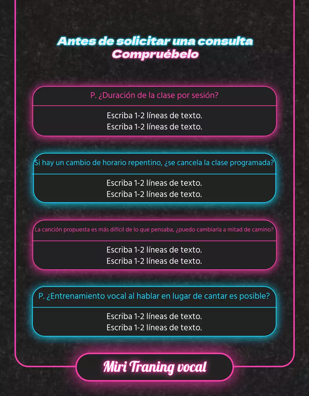 Lección vocal de neón rosa y azul claro