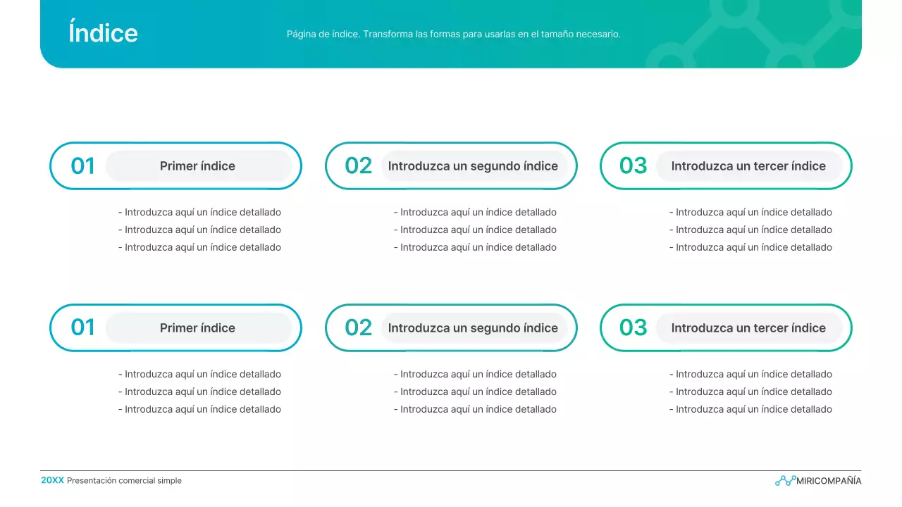 Presentación empresarial con degradado sencillo en azul claro y verde
