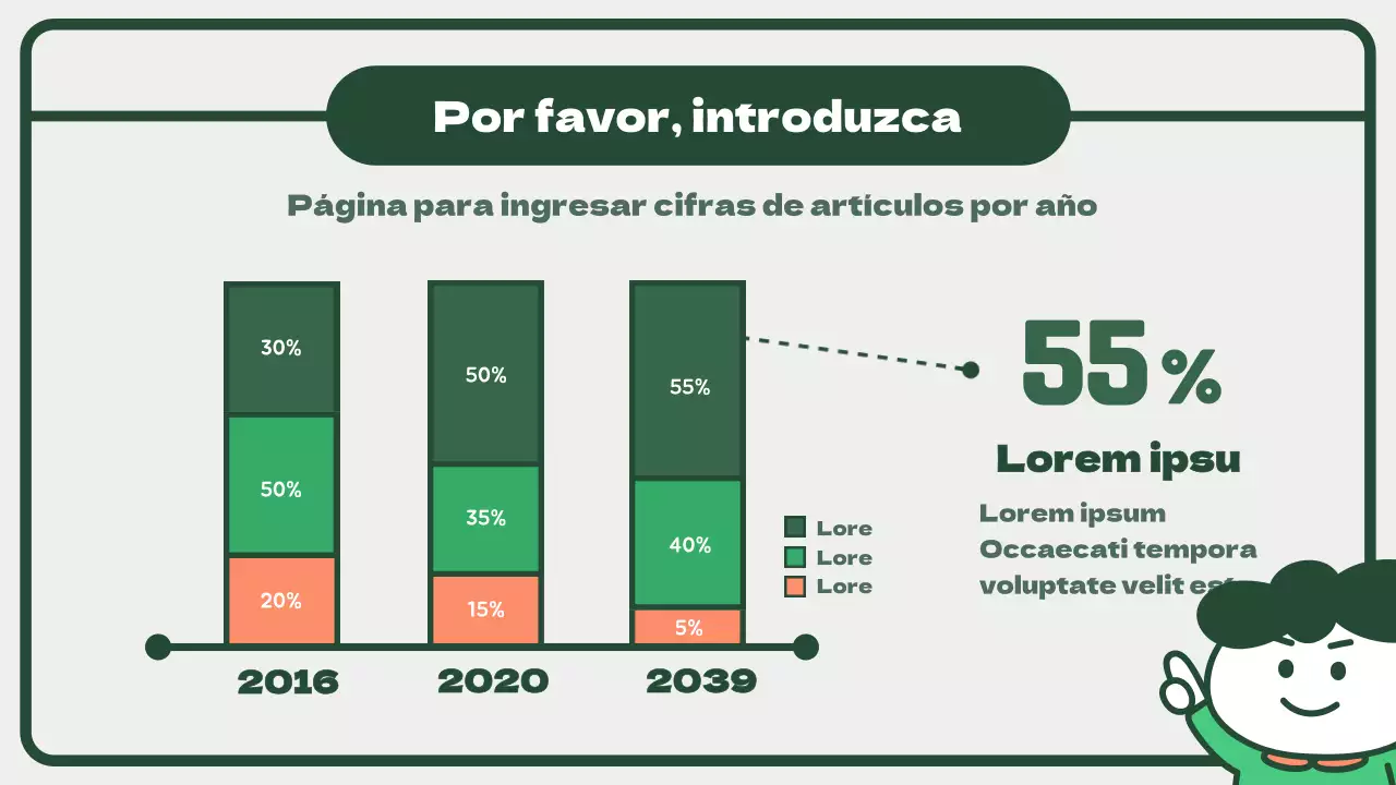 Infografía con bonitos gráficos verticales verdes y naranjas