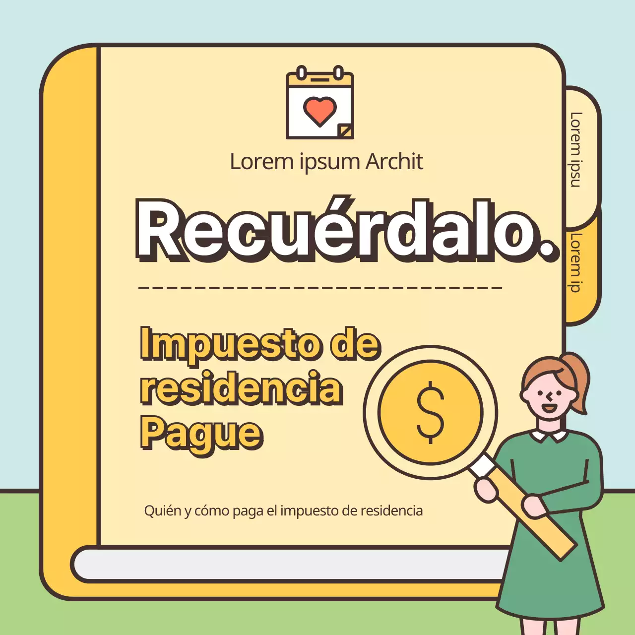 Resalte las simpáticas ilustraciones en colores pastel Pague su declaración de la renta de residente