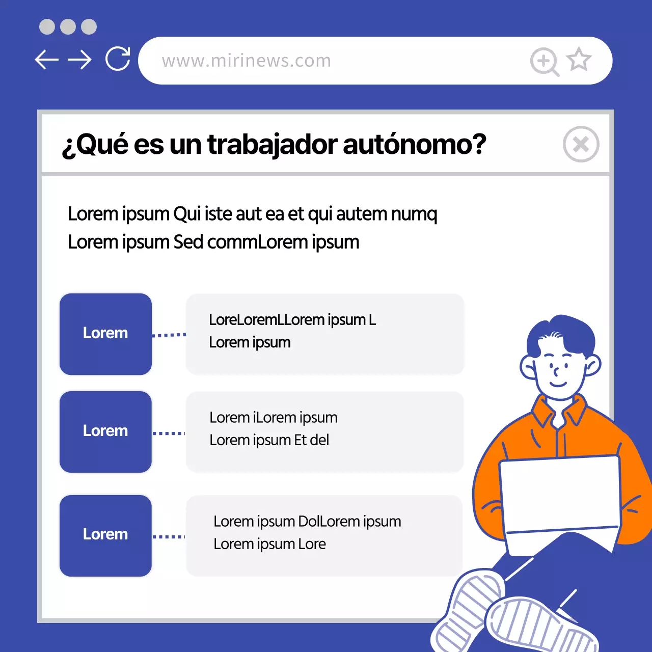 azul naranja bonita ilustración geekworker cardnews