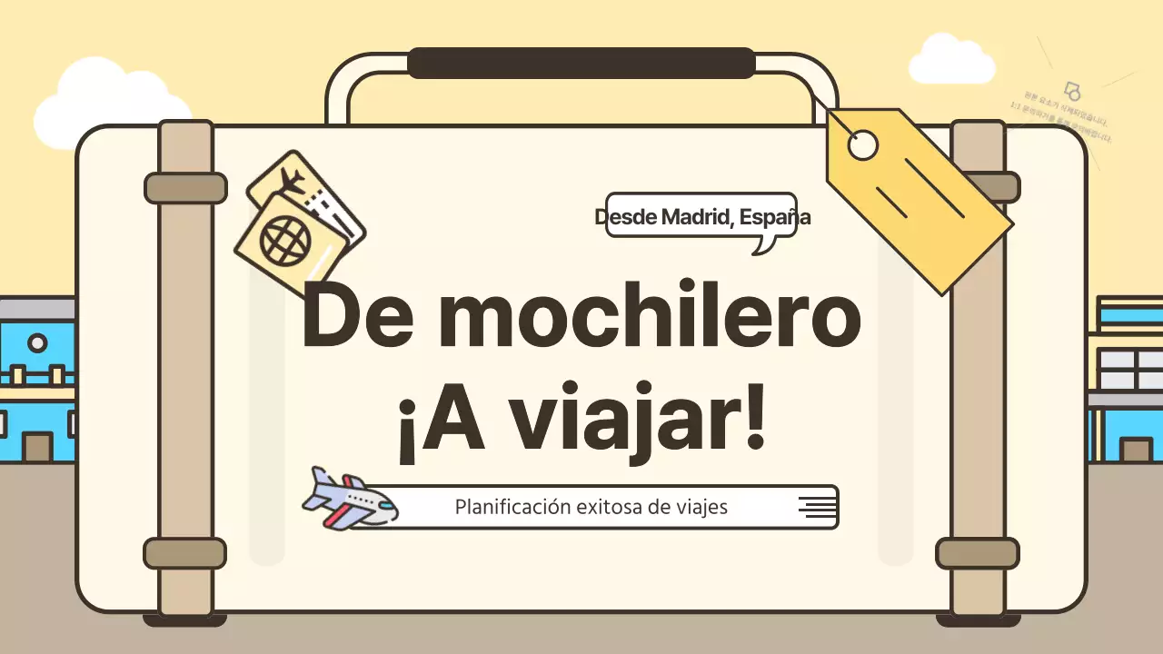 Lindo concepto de equipaje itinerario de viaje en amarillo y beige