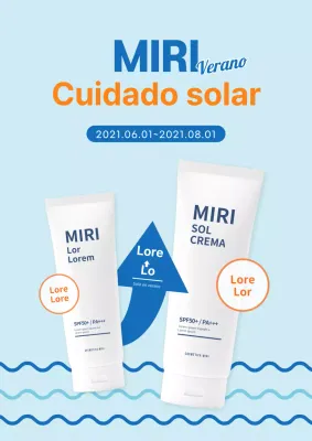 Un protector solar de gran capacidad con un limpio aspecto veraniego en azul y naranja