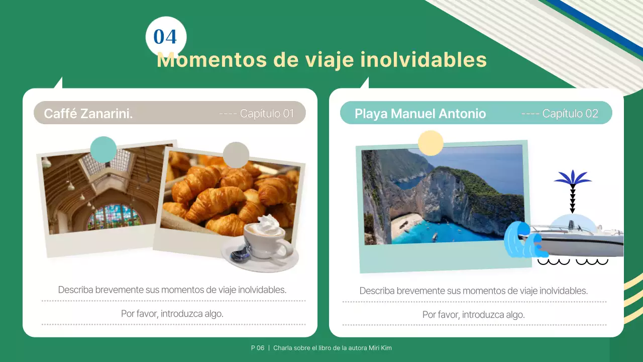 Una sencilla presentación verde y azul para la presentación de un libro