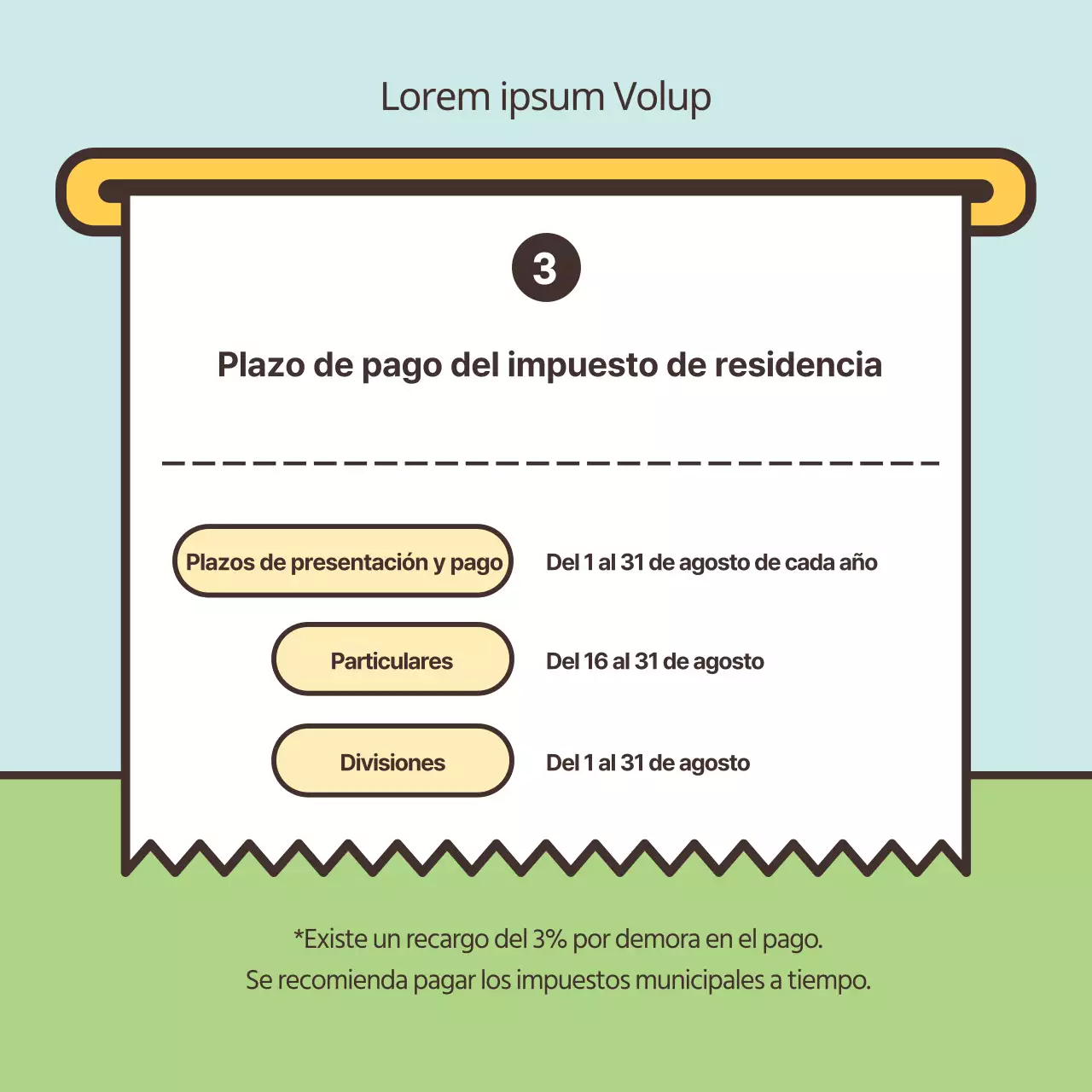 Resalte las simpáticas ilustraciones en colores pastel Pague su declaración de la renta de residente