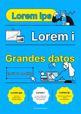 Inteligencia Artificial innovadora y lógica en azul claro y amarillo Inteligencia Artificial Nube Big Data Análisis Estadístico Analista Libro de preguntas manuscritas