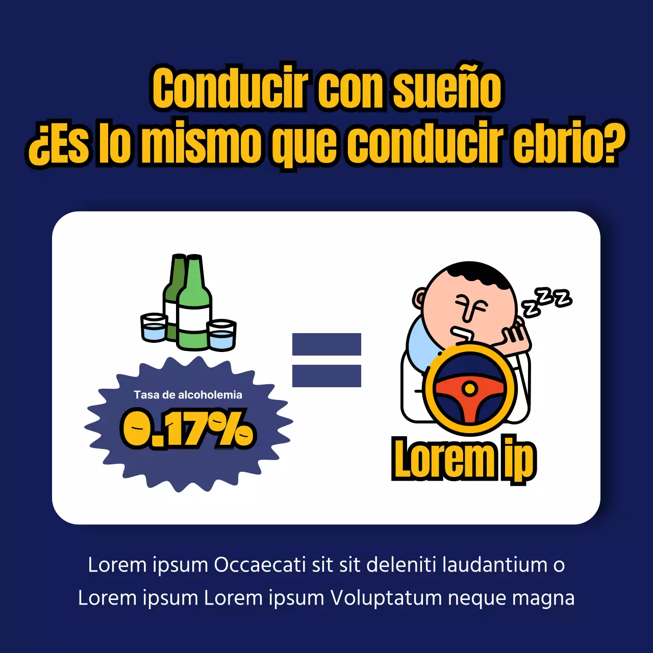 Aviso de somnolencia al volante en azul y amarillo