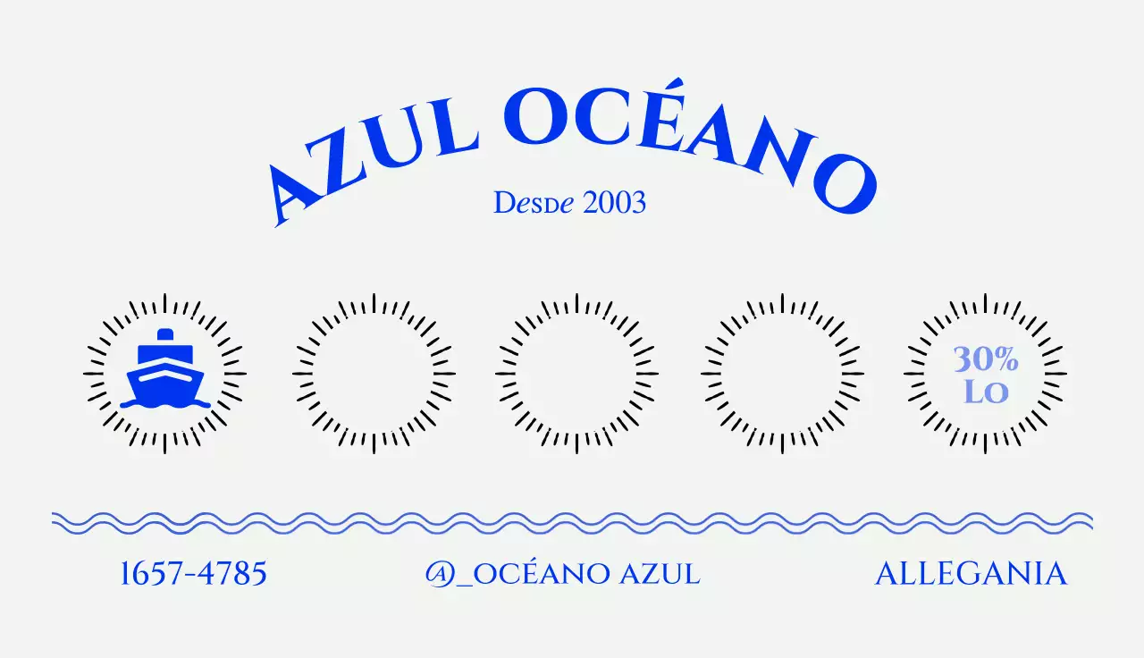 Tarjeta de visita de cupón de restaurante de marisco con detalles en azul