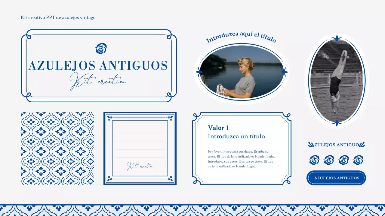 Azulejos de estilo vintage en azul