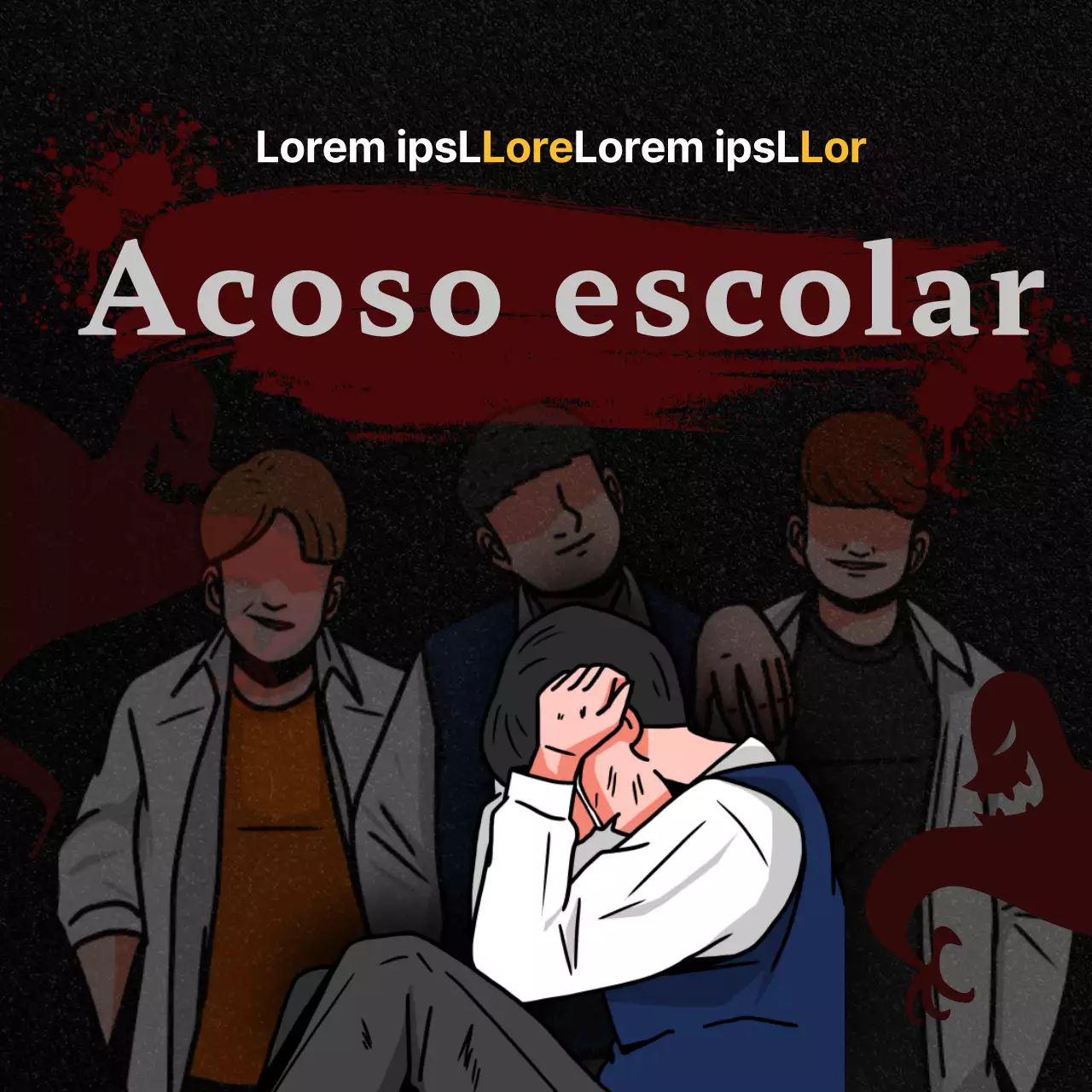 Puesto del Centro de Asesoramiento para la Prevención del Acoso Escolar en negro y rojo