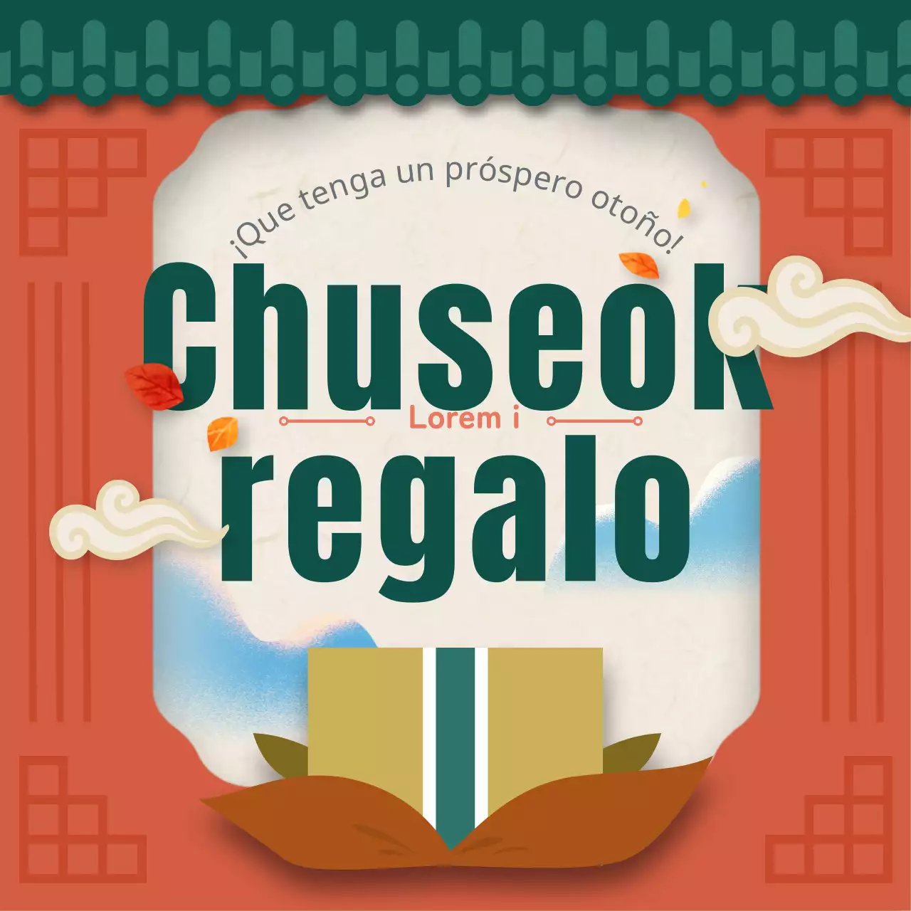 Obon pre-reserva con fondo rojo y diseño oriental