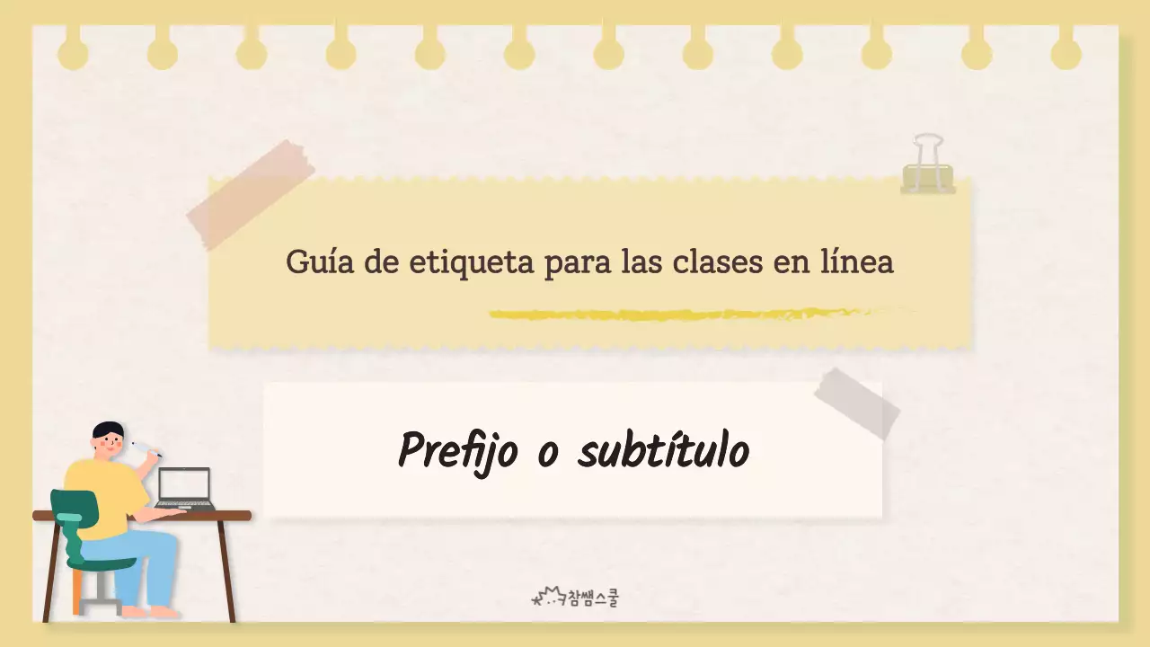 Etiqueta en las clases en línea con el concepto de nota amarilla