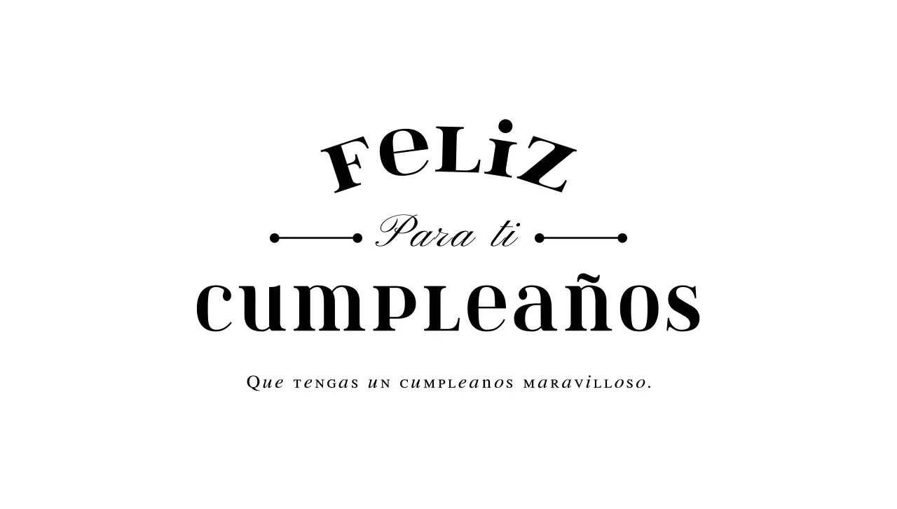 Sobre de postal de cumpleaños con texto en negro e ilustración lineal