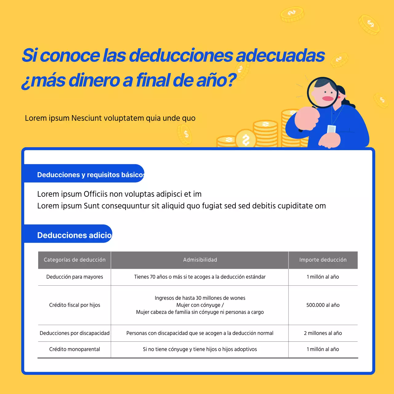 Bonita información de fin de año en amarillo y azul