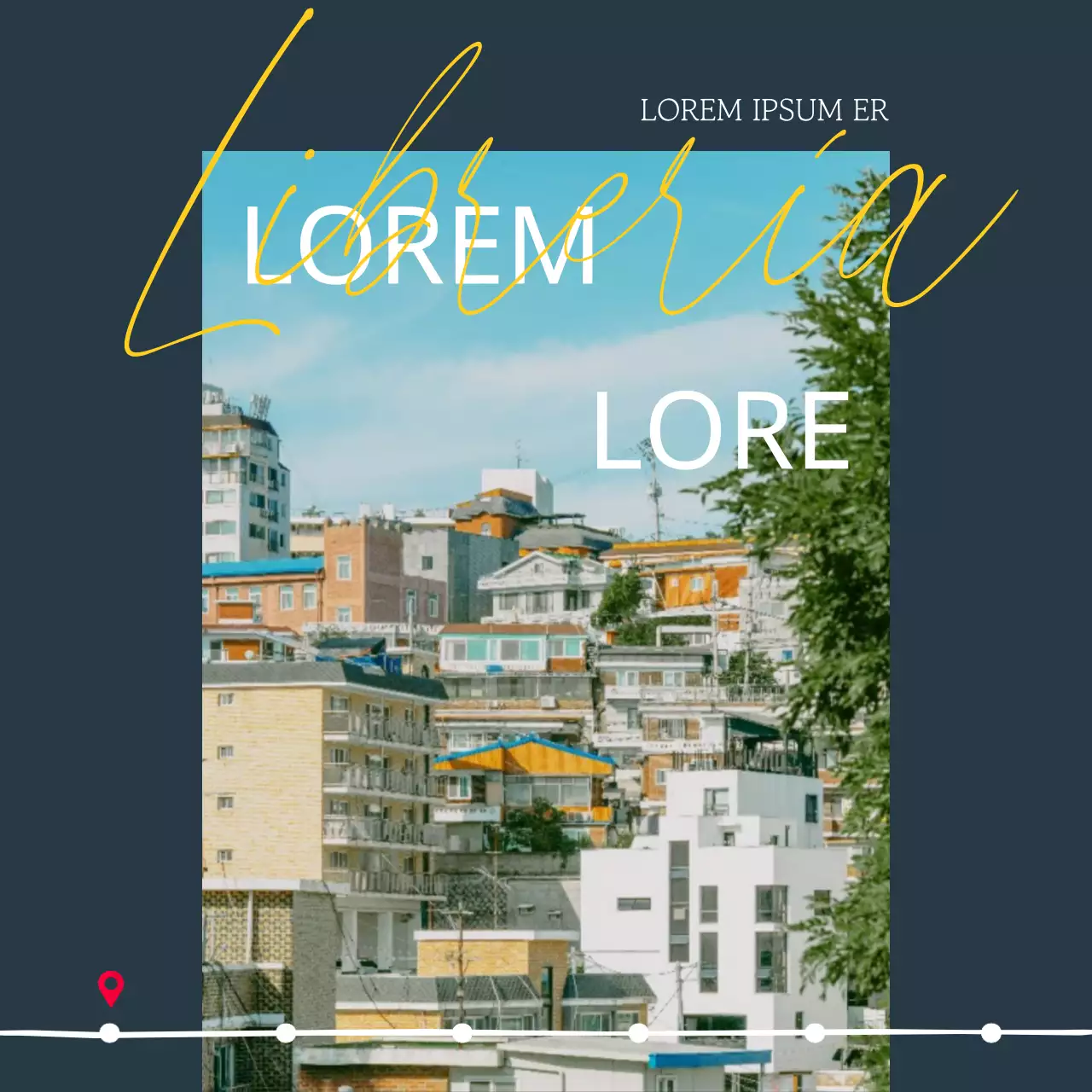 Guía de una librería moderna en azul marino